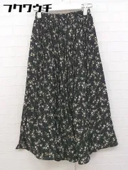 ◇ one after another NICE CLAUP ワンアフターアナザー 花柄 ロング プリーツ スカート サイズF ブラック レディース  【中古】 【1106300000326】