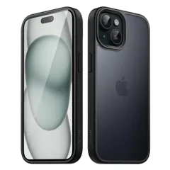 【新着商品】(ブラック) 指紋防止 つや消しの半透明の背面電話カバー 耐衝撃性ミリタリーグレードの落下防止 6.1インチ用 15 iPhone マットケース JEDirect