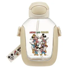 ミッキー＆フレンズ 水筒 ストローボトル 780ml 透明 クリア ワンプッシュ ディズニー スケーター