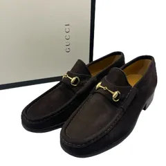 未使用品 GUCCI グッチ ローファー スエード ブラウン 金属付き 箱付き