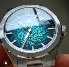 ◆日曜日まで限定価格！新品未使用 新作 Watchdives WD0005B ブルーグリーン　アイスクラック Seiko NH35 自動巻き 腕時計 付属品付き 稼働　watch dives