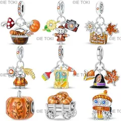 女性のためのカエデの葉の魅力 オリジナルのパンドラブレスレット ブレスレット DIYビーズ 誕生日プレゼント シルバー925 秋のコレクション