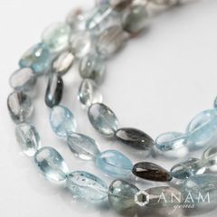 【3月の誕生石】【約10cm/6粒】 モスアクアマリン スムース タンブル 【透明感抜群】