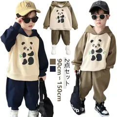 子ども服 トレーナー キッズ スウェット パンツ パーカー 2点 プルオーバー セットアップ パンダ柄 配色 切り替え 子供服 男の子 男児 女子 女児 女の子 スウェット トップス カットソー 長袖#shbwdd4212