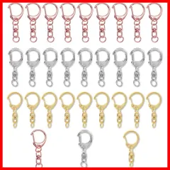キーホルダー 金具 ナスカン キーホルダー パーツ ワンタッチキーホルダー 回転カン 丸カン付き ハンドメイド キーホルダーパーツ DIY 手作り 全長4.7cm 30入 3色 MOMI