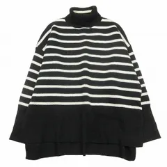 フリークスストア FREAKS STORE オーバーサイズ ボーダー タートルネック ニット セーター 長袖 チュニック ビッグシルエット プルオーバー カットソー トップス F 黒 ブラック 白 ホワイト レディース