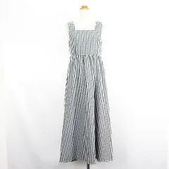 ワンアフター アナザー ナイスクラップ one after another NICE CLAUP ワンピース チュニック ノースリーブ スクエアネック ギンガムチェック ロング丈 マキシ丈 F ブラック×ホワイト ※EKM