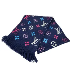 【Louis Vuitton】ルイ・ヴィトン M70899 エシャルプ ロゴマニア マフラー ネイビー レインボー 【中古】 USED-AB 【9304】