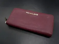 ■美品■ MICHAEL KORS マイケルコース レザー ラウンドファスナー 長財布 ウォレット 札入れ 小銭入れ ボルドー系 DH3350