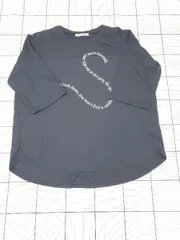 ◇ ⊂ アルファベッツ アルファベット プリント 五分袖 Tシャツ カットソー サイズF ネイビー系 レディース E  【1508060015785】