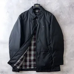 極美品 BURBERRY BLACK LABEL バーバリー ブラックレーベル ダウン ジャケット コート メンズ L 黒 ノバチェック柄 廃盤 ホースロゴ刺繍