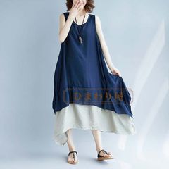 マキシワンピース レディース 夏 ノースリーブ 切り替え 不規則 ワンピース マキシ丈 Aライン 綿麻風 ふんわり ワンピース ノースリーブ ゆ