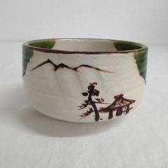 茶道具　抹茶茶碗　織部焼　山　松　鐘楼　AYM7-14E