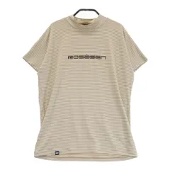 サイズ：L ROSASEN ロサーセン  ハイネック 半袖Tシャツ ロゴプリント ボーダー柄 ベージュ系 [240101487384] ゴルフウェア レディース ストスト