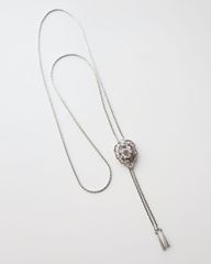 leaf motif vintage poler tie リーフ モチーフ シルバーカラー × ストーン ヴィンテージ  ループタイ ネックレス