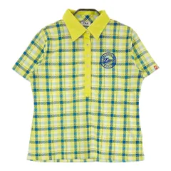 サイズ：L FILA GOLF フィラゴルフ ; 半袖ポロシャツ チェック柄 イエロー系 [240101395609]# ゴルフウェア レディース ストスト