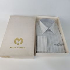 【mila schon】ミラショーン ワイシャツ ホワイト ブラック オーダー M.F. メンズ【中古】9-44