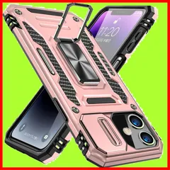 【即日発送】一体型落下防止 米国軍事MIL標準取得 耐衝撃 スタンド機能 PC+TPU 衝撃吸収 二重構造 リング付き 防塵 薄型 ケース 軽量 360度回転 用 全面保護カバー 11 アイフォンケース ピンク iPhone MJJ-1051-59-05