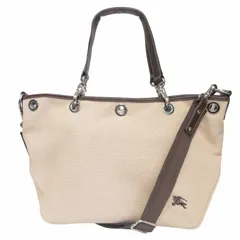 バーバリーブルーレーベル BURBERRY BLUE LABEL 2WAY ショルダーバッグ ハンドバッグ キャンバス レザー ホースロゴ刺繍 ノバチェック ハトメ ハートチャーム ベージュ ブラウン IBO70 0328