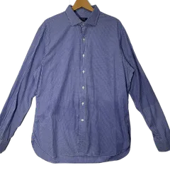 POLO RALPH LAUREN ポロラルフローレン SLIMFIT ポニー 刺繍 ギンガムチェックシャツ 長袖 シャツ ボタンダウン ワンポイント 刺繡 オーバーサイズ ビッグシルエット China製 17/43 ブルー