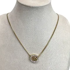 Christian Dior　クリスチャンディオール　CDロゴ　ネックレス　ラインストーン　ゴールド