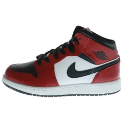 NIKE (ナイキ) GS Air Jordan 1 Mid CHICAGO エアジョーダン  ミッドカットスニーカー ブラック/レッド US6Y/24cm 554725-069　キッズ