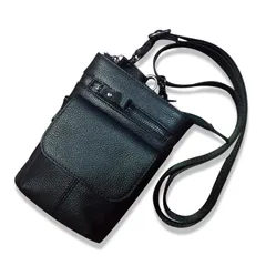 黒C FANDARE スマホポーチ 本革 ミニショルダーバッグ 軽量 ポシェット 斜めがけバッグ ウェストバッグ メンズ レデース 7インチまでのスマホ対応 通勤 旅行 自転車 アウトドア 小物入れ 黒C