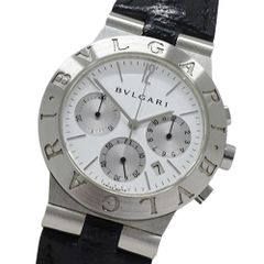 ブルガリ BVLGARI 時計 メンズ ブランド ディアゴノ スポーツ クロノグラフ デイト クオーツ QZ ステンレス SS レザー CH35S ホワイト 磨き済み 【中古】