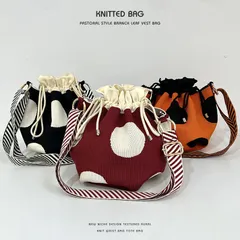 巾着 ショルダー ニットバッグ