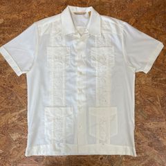 Havanera キューバシャツ M オフホワイト 刺繍 半袖 ドレスシャツ ヴィンテージ ビンテージ VINTAGE ユーズド USED 古着