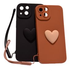  ストラップ付き 全2カラー ハート 手触りいい シリコン スマホケース つや消し iPhoneケース 落下防止ケース 落下防止 耐衝撃 カバー ケース iPhone12 iPhone13 iPhone12 Pro iPhone13 Pro
