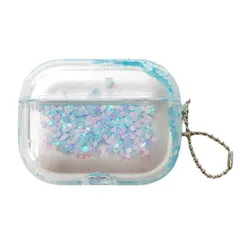 AirPods Pro エアポッズ プロ ケース スケルトン かわいい キラキラハート クリアブルーラメ