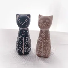 テラコッタのアニマル ネコ オブジェ