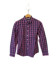 AT57 【美品】BANANA REPUBLIC バナナリパブリック　長袖シャツ　タグ付き　チェック　紫　メンズ　Sサイズ
