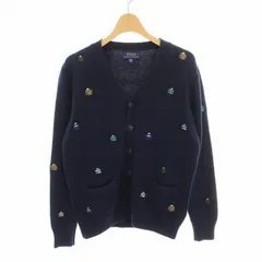 ポロ ラルフローレン POLO RALPH LAUREN カーディガン ニット Vネック ラグビー刺繍 長袖 L/G 紺 /YM