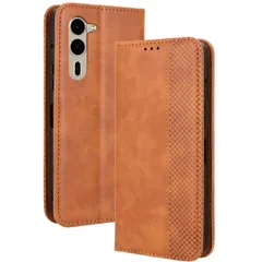 arrows We2 Plus ケース 手帳 F-51E チェック柄 合革 レトロ 手帳 ケース 【Color】キャメルのサムネイル