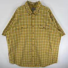 古着 カーハート Carhartt 半袖シャツ ボタンダウンシャツ ワンポイント ロゴ 刺繍 フラップポケ 3XL TALL  イエロー系 チェック メンズ