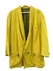 ジャンニヴェルサーチ ヴェルサーチェ GIANNI VERSACE 80s 90s レザー ジャケット 革 イタリア製 OLD 黄 イエロー 48 ☆AA★のサムネイル