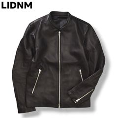 LIDNM シングルライダースジャケット ラムレザー ダブルジップ Lサイズ 美品】LIDNM シングルライダースジャケット ラムレザー ダブルジップ M