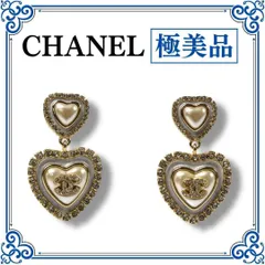 シャネル ココマーク ハート ピアス B24 A フェイクパール GP ホワイト