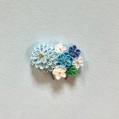 リカちゃん　つまみ細工　髪飾り　人形用　水色メイン