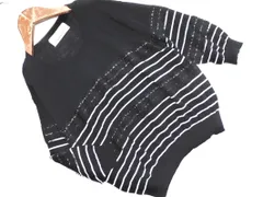 BRODERIE&CO ブロードリアンドカンパニー ナノユニバース ボーダー レース ニット セーター sizeF/黒x白 ■◆ レディース