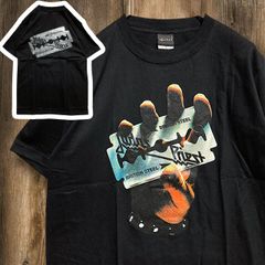 バンド Tシャツ ジューダスプリースト Judas Priest BRITISH STEEL ブリティッシュスチール カミソリ 黒 tee ティーシャツ ミュージック ロック ツアー ライブ デザイン 派手 奇抜 古着 ビンテージ 2502 2980 p10