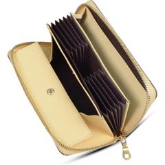 【新品未開封】財布 レディース 長財布 日本製 本革 大容量 ボックス型小銭入れ 小銭が出しやすい じゃばら 多機能 YKKファスナー 縦型カード収納 ウォレット 女性用 サイフ (Yellow) NKLLB4980LT