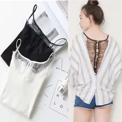 キャミソール　白　黒　レース　背中見せ　インナー　下着　キャミ　セクシー　無地