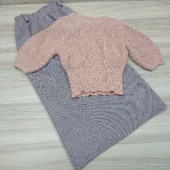 ◇ GRL ケーブル　ウエストゴム　シンプル ひざ丈 - ニットブラウス　ニットスカート サイズF オレンジ系 レディース E  【1303090020163】