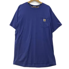 Carhartt カーハート RELAXED FIT ポケットTシャツ 半袖 Tシャツ ワンポイント刺繍 オーバーサイズ ビッグシルエット GUATEMALA製 Lサイズ ブルー