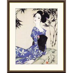 切り絵画家 滝平二郎 『大原女』 木版画 本人鉛筆サイン有 紅葉に美人