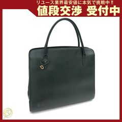 デルボー ハンドバッグ グリーン ゴールド金具 レザー 中古 オールレザー