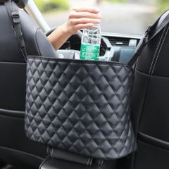 新品 車用収納ポケット 車 収納バッグ カバンホルダー 撥水加工 汚れ・傷に強い 省スペース 大容量 取り付けが簡単 チェック (ブラック)